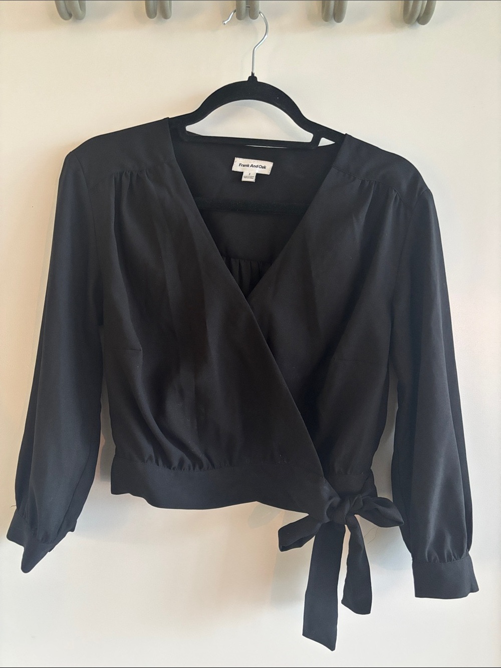 Black Wrap Tie Top